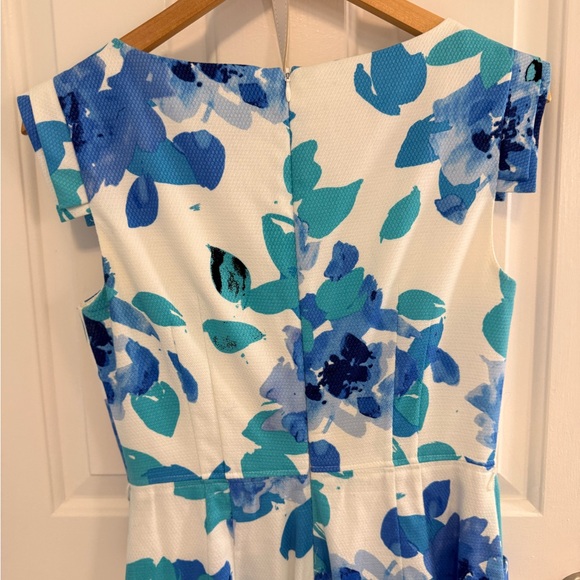 Adrianna Papell Blue and White Floral Midi Dress - Picture 3 of 3